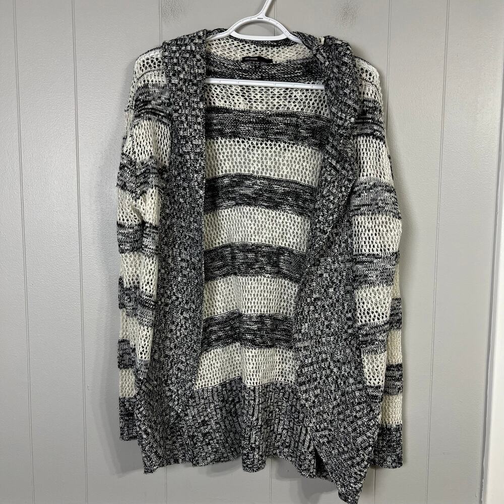 Love Culture Womens Hooded Open Front Cardigan Sweater S Open Knit